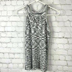 525 America Top Halter Tank size S Black White Knit Micro Stripe Keyhole Neck